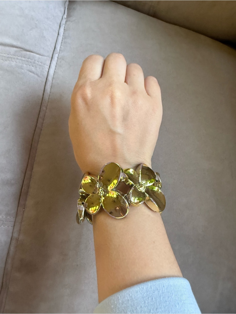 Vintage Gold Floral Cuff Bracelet